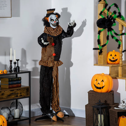 67inch Life Size Outdoor Halloween Decorations Talking Circus Clown, Animatronic Animated Prop, Decor With Sound And Motion Activated Light Up Eyes, Laughter