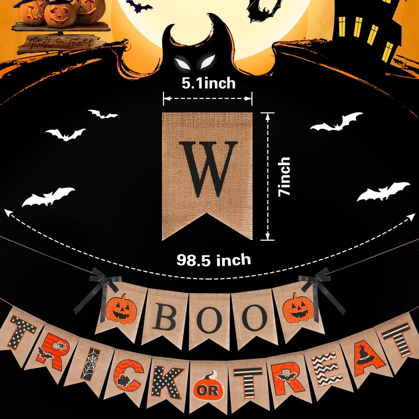 Halloween Burlap Banner Halloween Party Mantel Wall Hanging Supplies For Home Farmhouse Patio-Selling On Amazon Is Prohibited